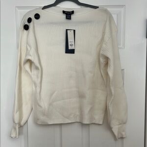 Francesca's Collections White Crew Neck Sweater